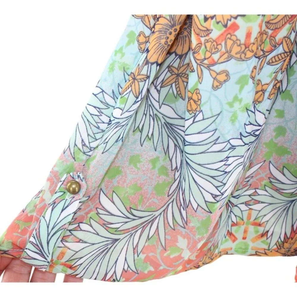 Gianni Bini Romper Botanical Print V-Neck Tie Waist Size S‎ Multicolor